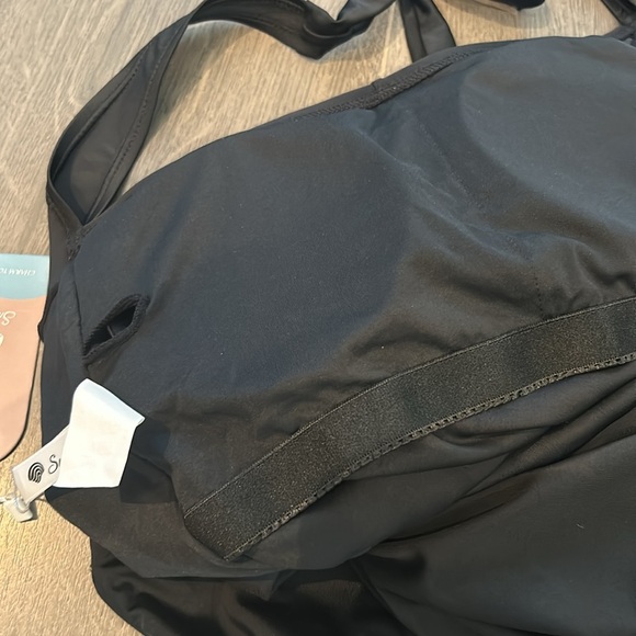 Halter One Piece Ruching Tummy Control Retro Bathing Suit, Black, Women Size XL - Picture 7 of 14